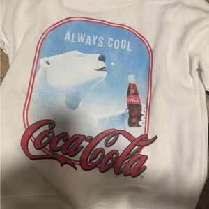 Coca-Cola White Sweatshirt with Red and Blue Graphic
